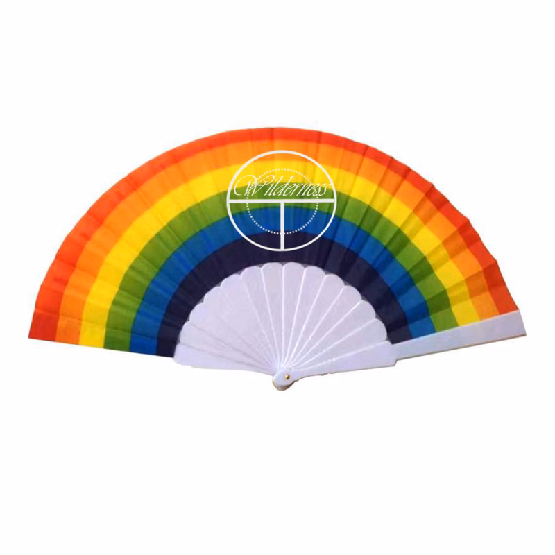 Rainbow Hand Folding Fan