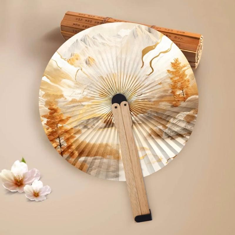 Custom Round Paper Hand Fan Gift