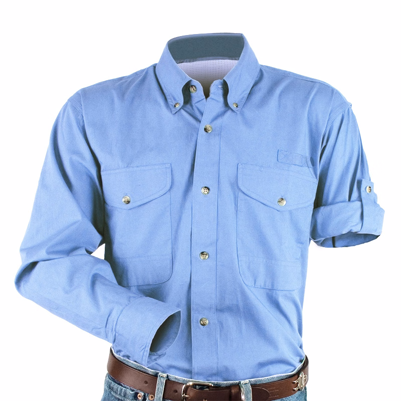 Cotton Poplin Fishing Shirt - Long Sleeve