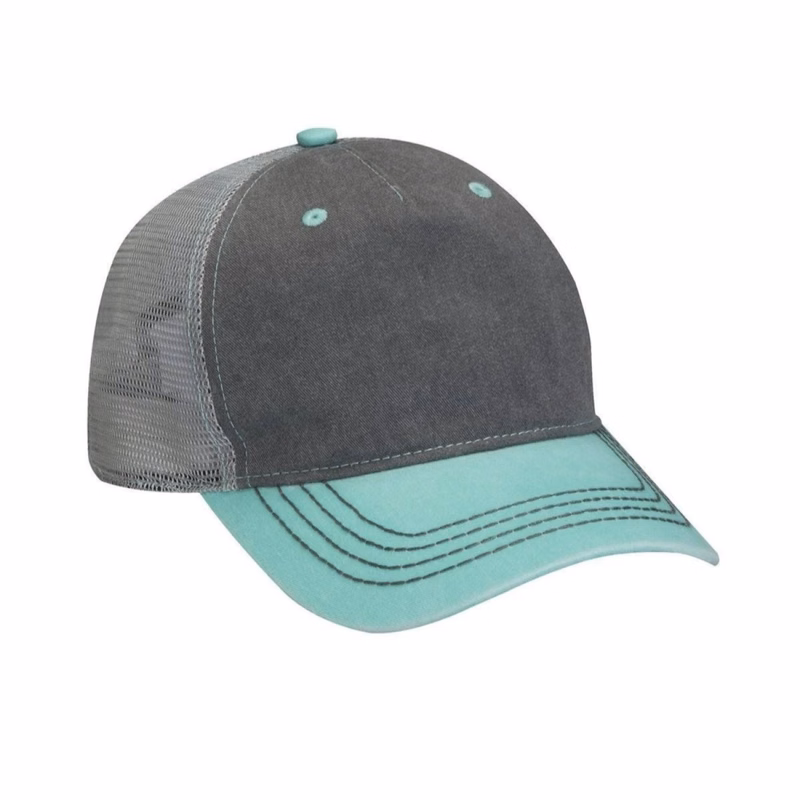 Washed Cotton 5 Panel Mesh Back Cap - High, Medium, Or Low Crown
