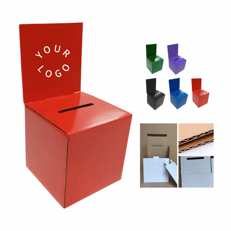 Corrugated Paper Ballot Box 6x6x6" With Title Board