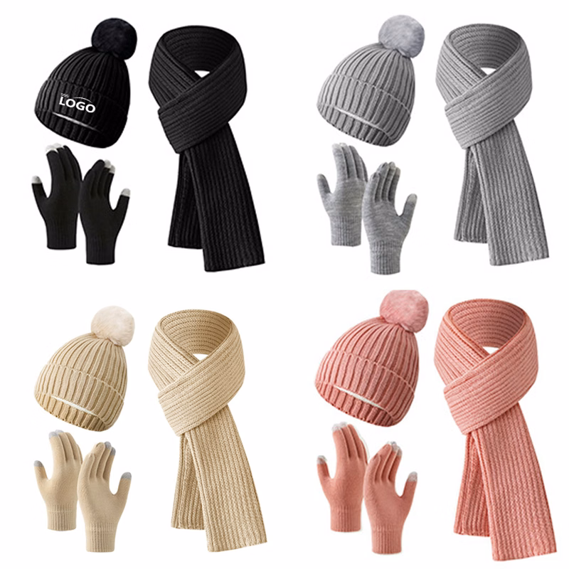 3 PCS Winter Hat Scarf Gloves Set