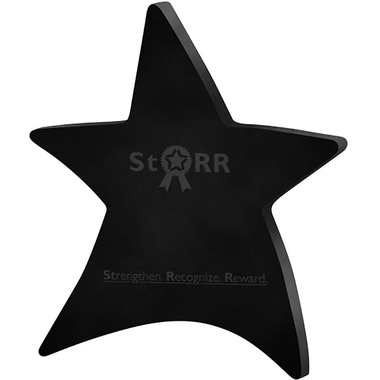 Black Moving Star Paperweight (4 1/2"x 5"x 3/8") Laser Engraved 1