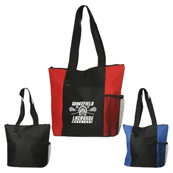 Fun Zippered Business Tote Bag with Pockets, custom tote bag with logo imprint 1
