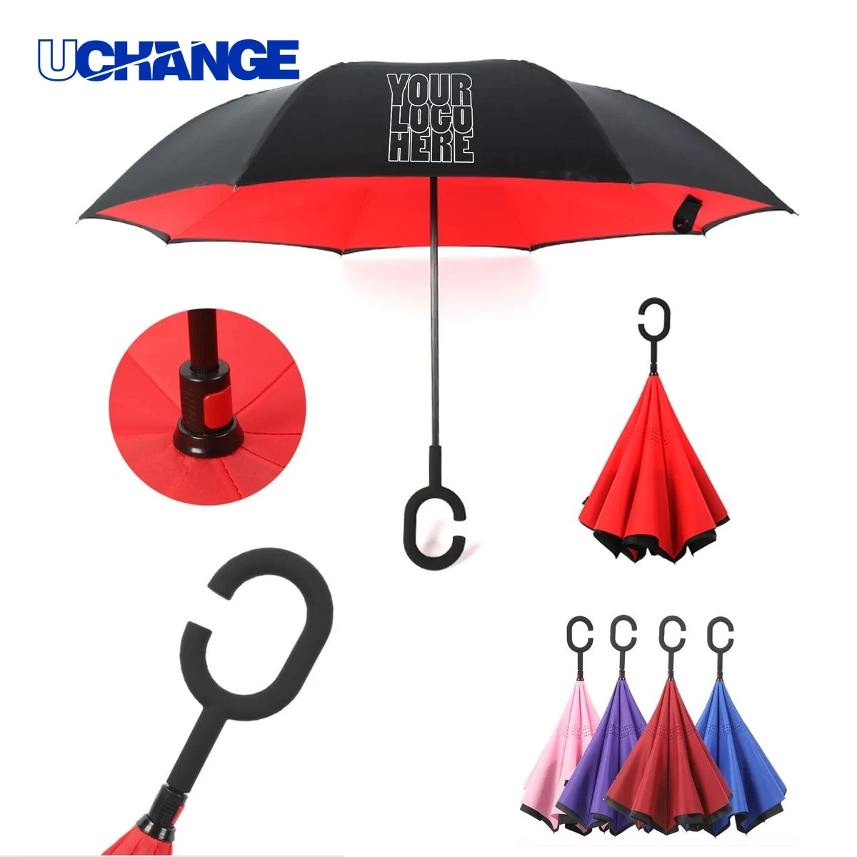 Inverted Umbrella With C Shape Handle 1
