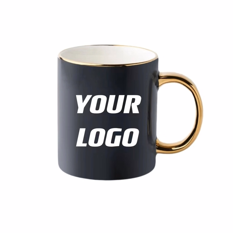 Custom 11.8 oz Gold Handle Creamic Cup