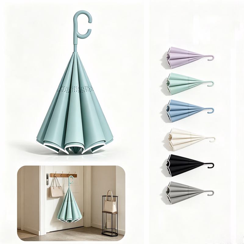 Auto-Open Reverse Umbrella with Ergonomic C Handle