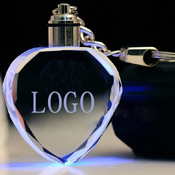 Heart-Shaped Crystal Keychain With LED Light 1