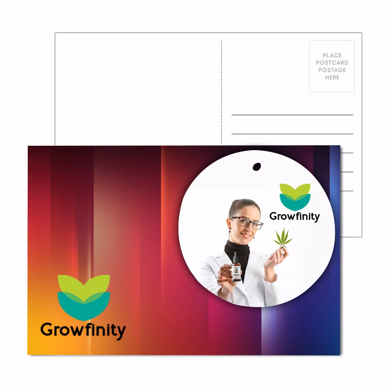Post Card With Full-Color Round Luggage Tag