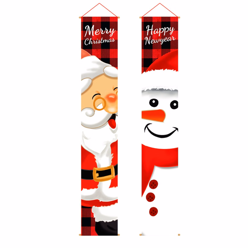 Christmas Santa Claus Snowman Door Hanger