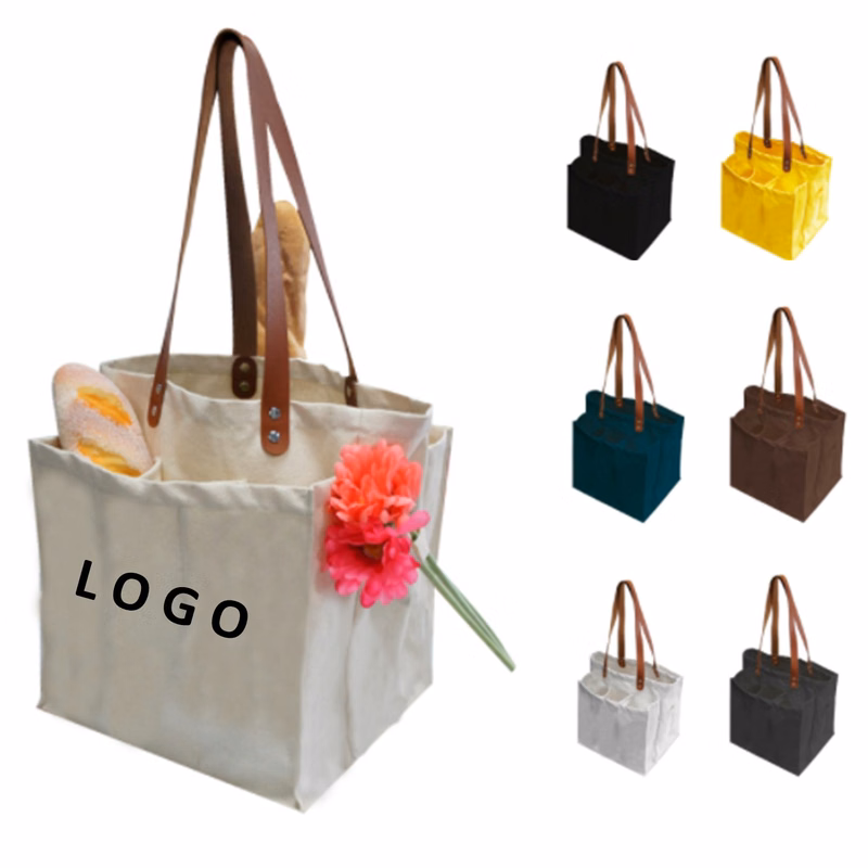 Multi-Pockets Canvas Shopping Tote