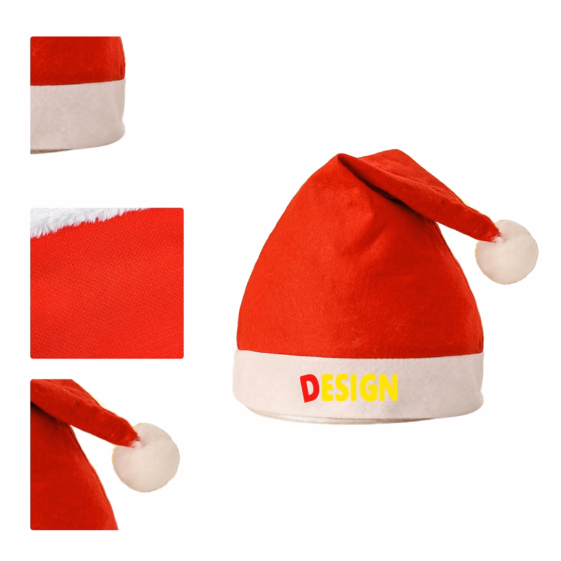 MOQ 50 Children Cartoon Santa Hat Plush Trim