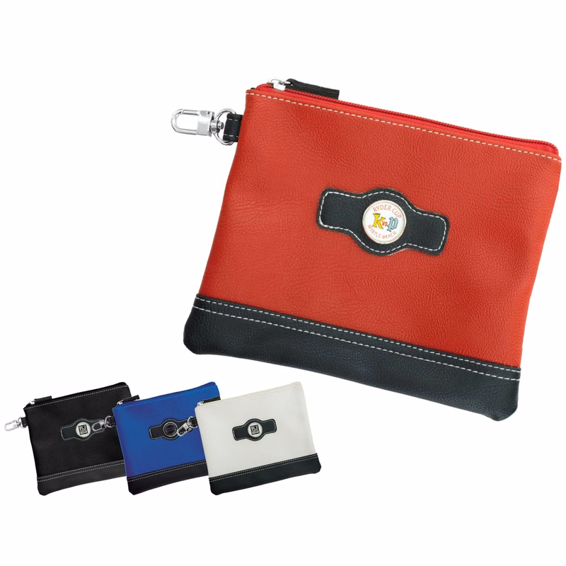 Leatherette Zippered Valuables Pouch