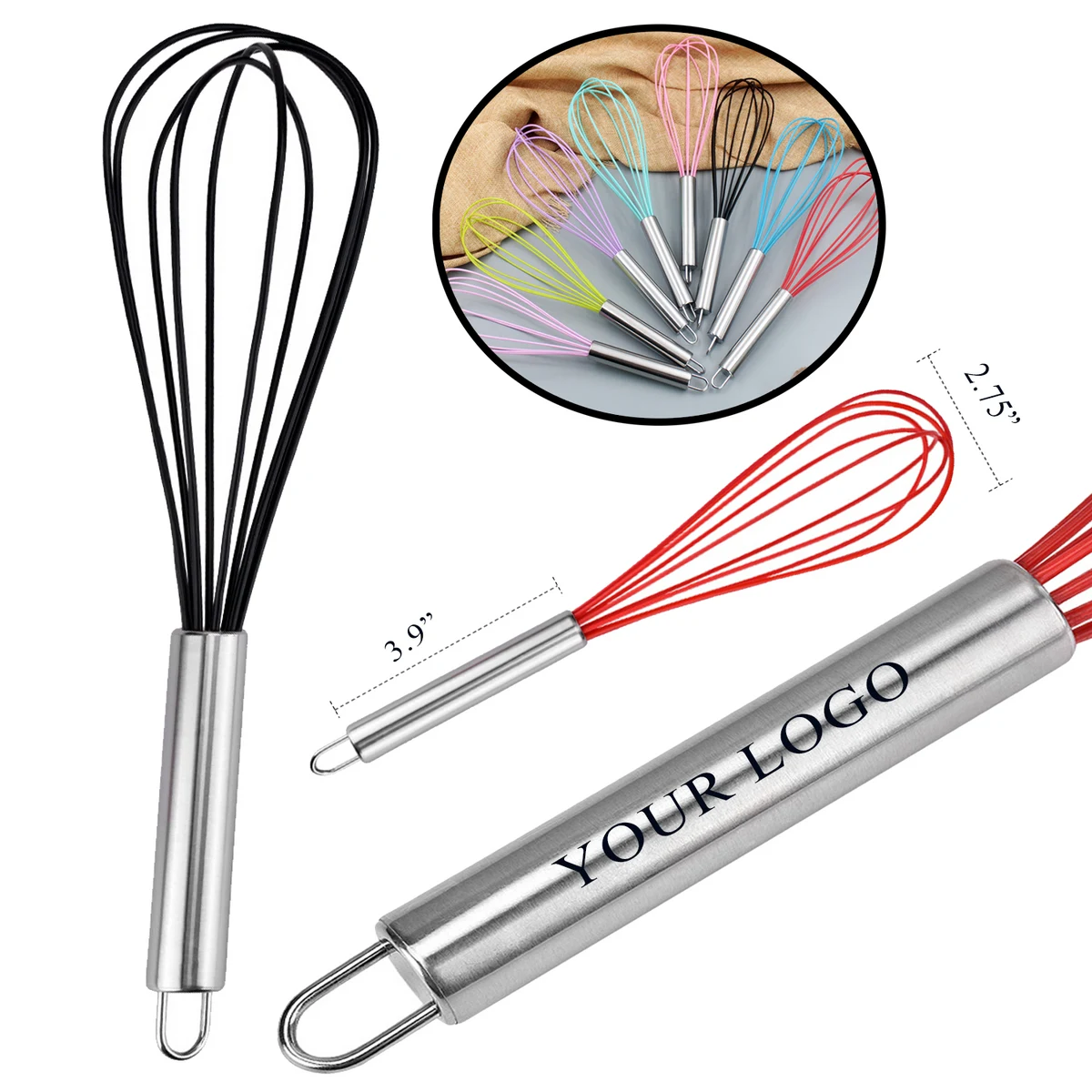 12" Silicone Eggbeater With Stainless Steel Handle 1