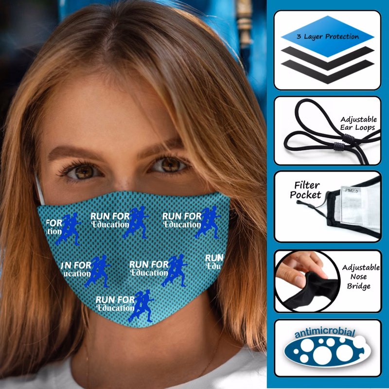 3-Ply Cooling Face Mask w/Adjustable Ear Loops - Coolmax Mesh Material
