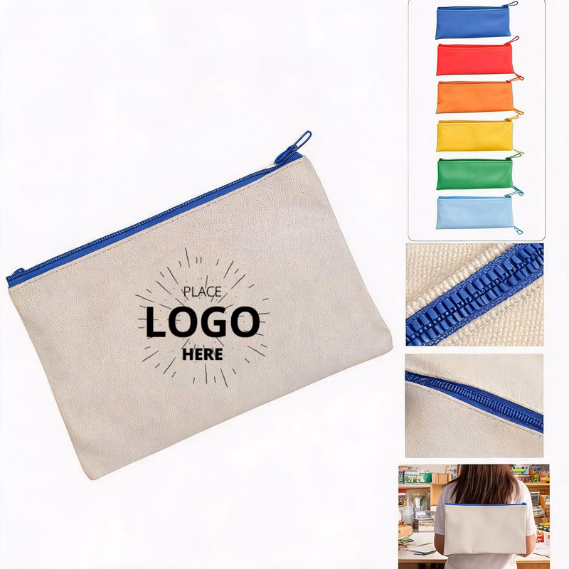Multi Color Zipper Canvas Student Pencil Pouch