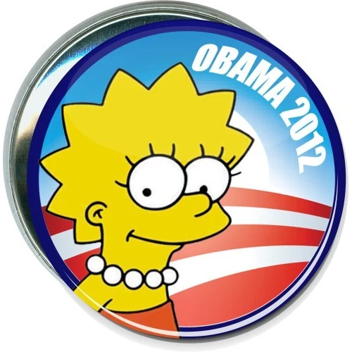 Obama Logo 2012, Lisa Simpson, Political Button 1