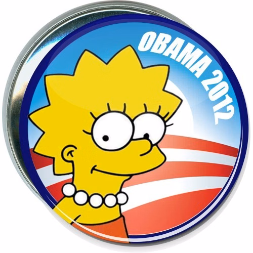 Obama Logo 2012, Lisa Simpson, Political Button