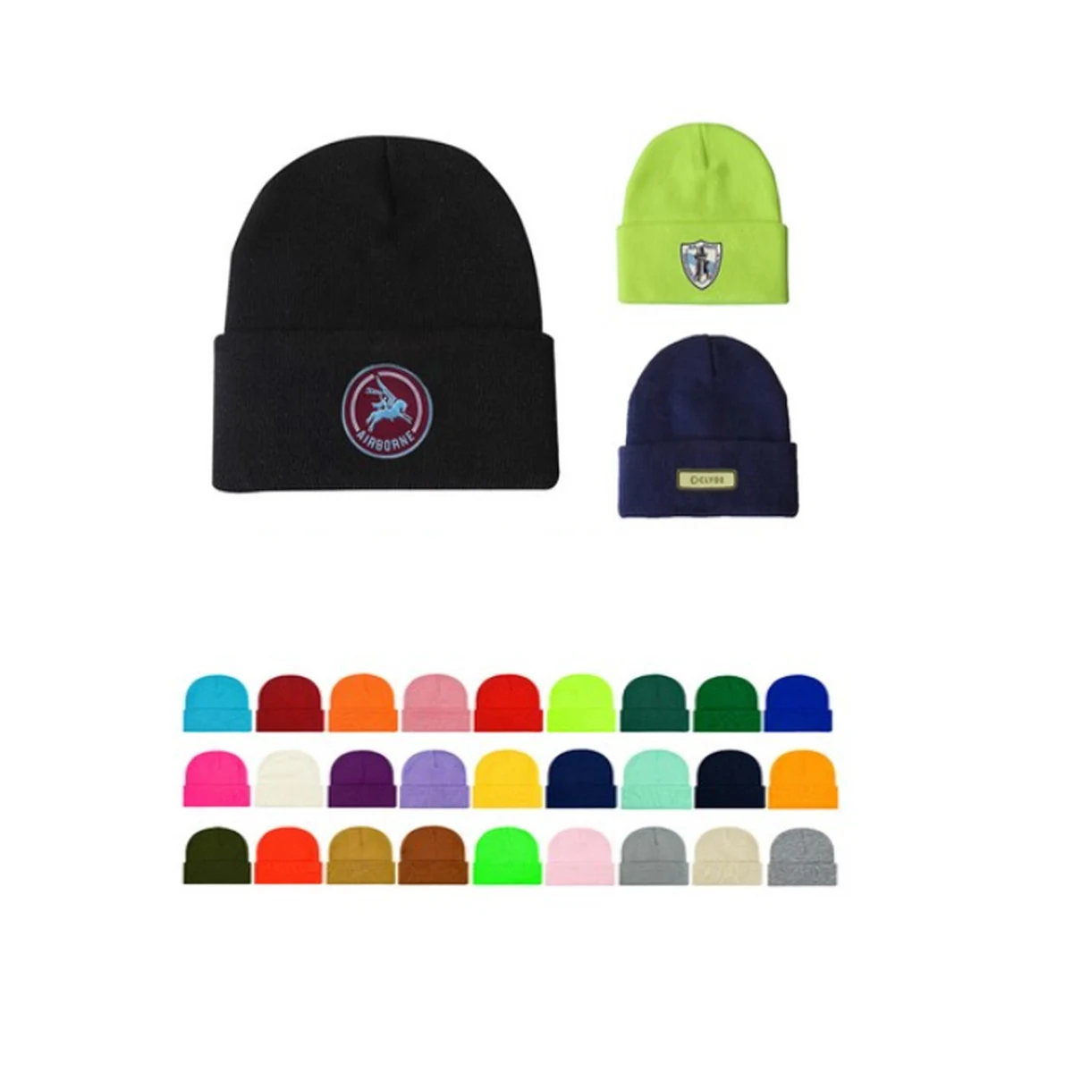 Knit Cuff Beanie with Woven Patch 1