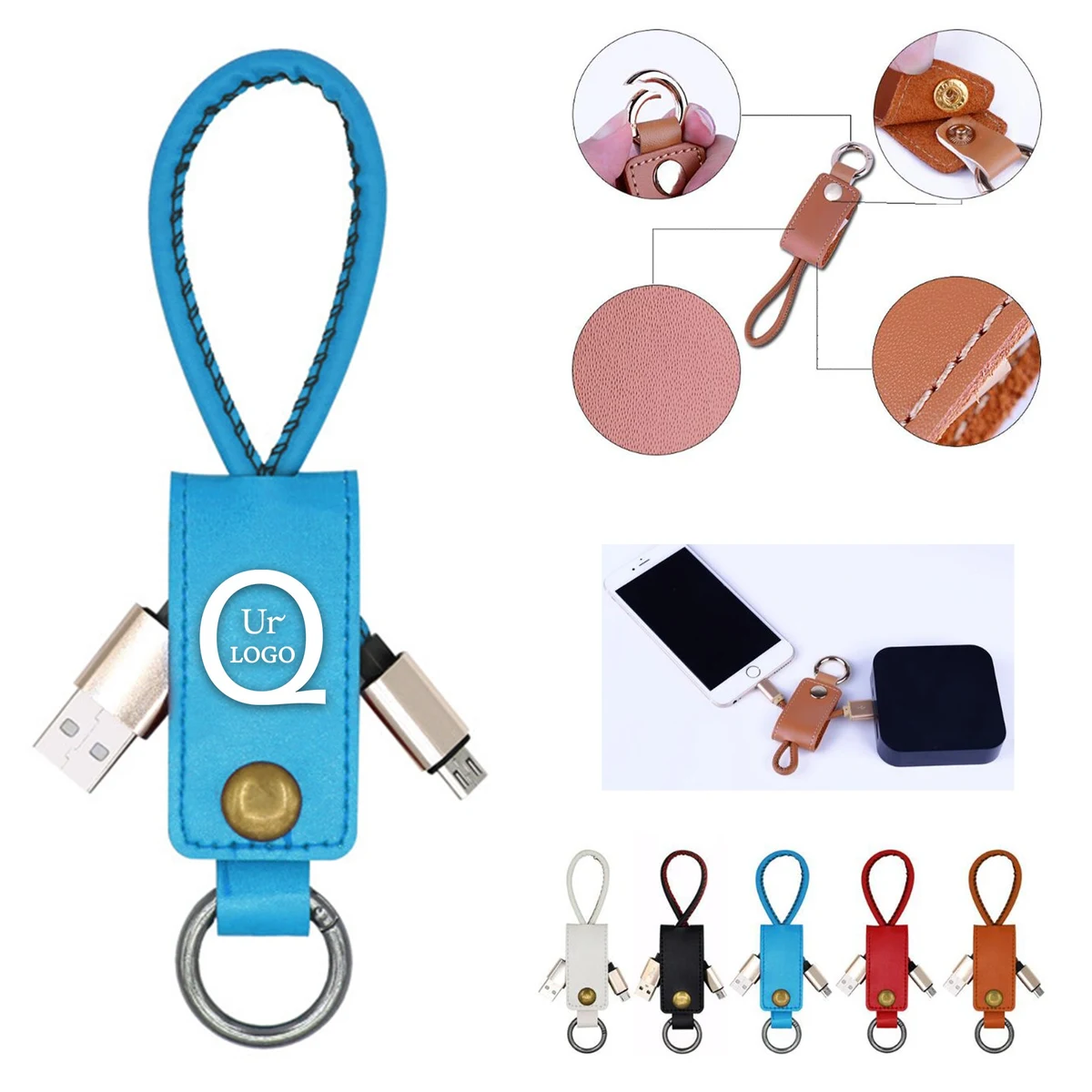 Leather Key Chain Data Cable 1