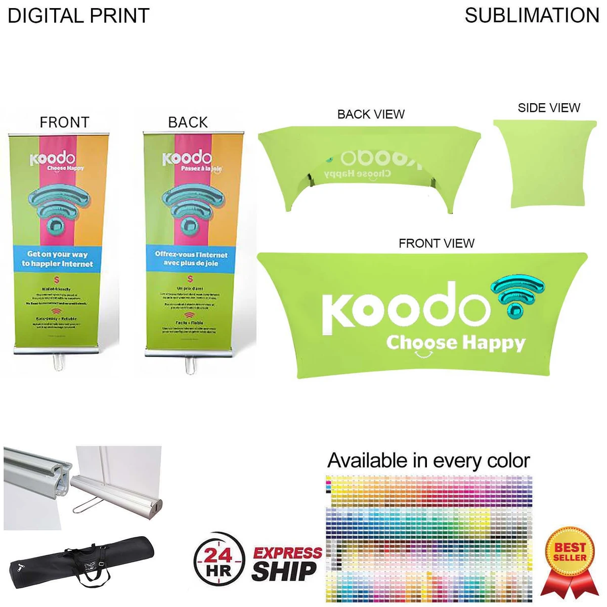 24Hr Express Ship - Supreme Tradeshow Package, Banner (DP783) + Stretch fit tablecloth 6' (SU577) 1