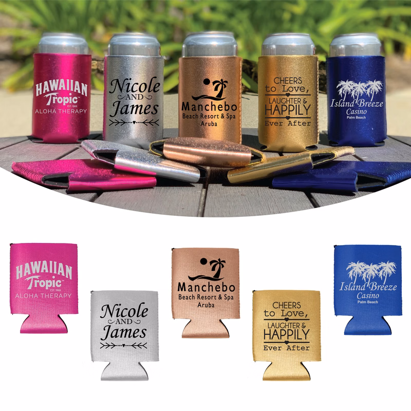 Collapsible Neoprene Metallic Can Cooler