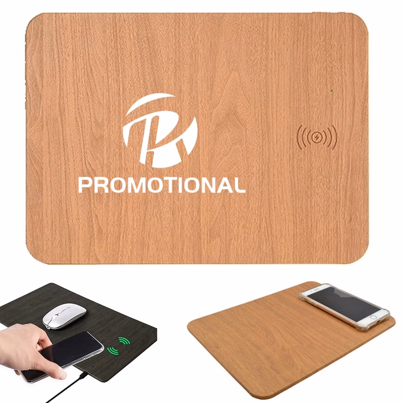 Wooden Qi 15W Wireless Chargers Mouse Pad Mat