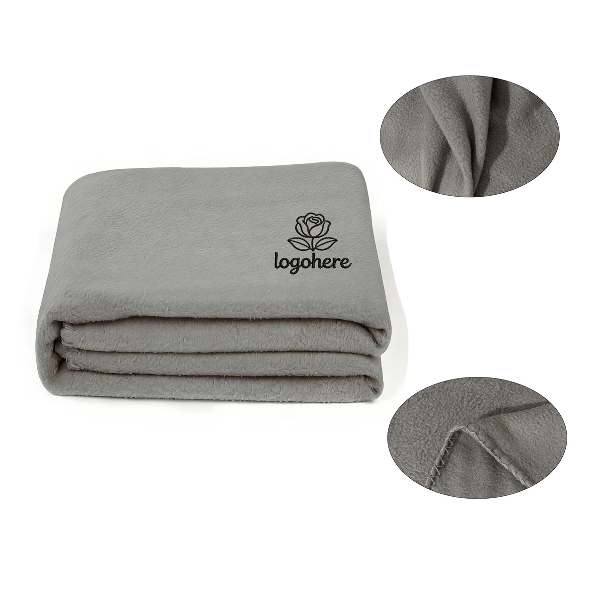 MOQ 20 Embroidery Double Sided Flannel Fleece Blanket 1