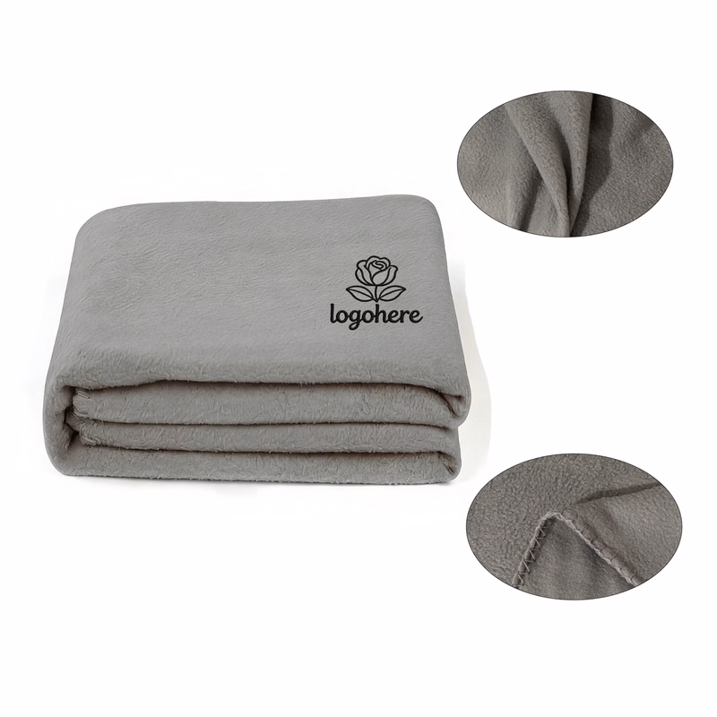 MOQ 20 Embroidery Double Sided Flannel Fleece Blanket