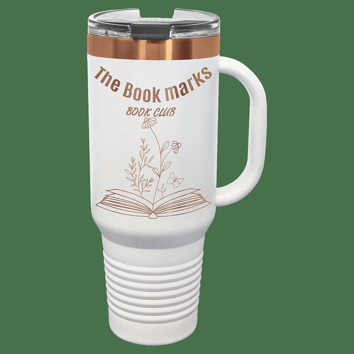 Polar Camel 40 oz. White/Rose Gold ION-Plated Travel Mug with Handle, Straw Included 1