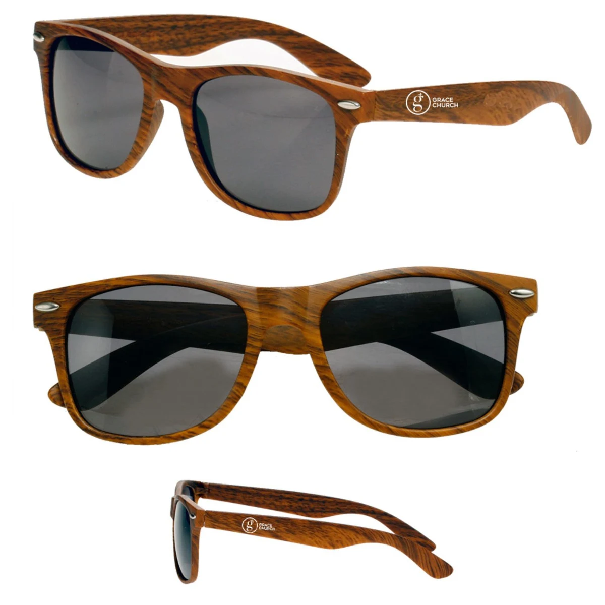 UV Protection Wood Tone Customize Sunglasses 1