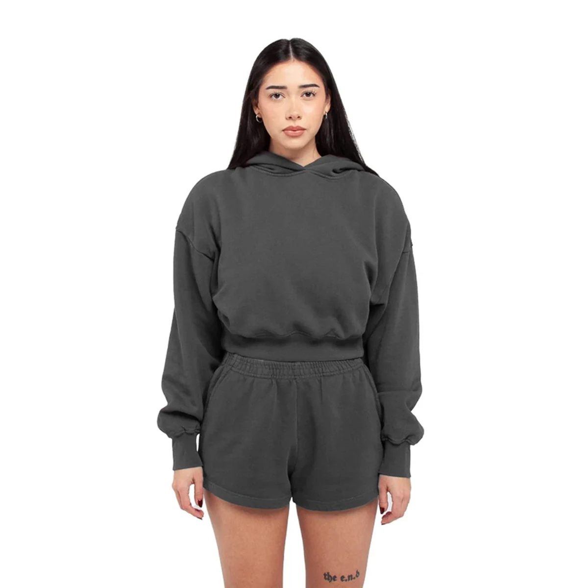 Women's Garment-Dyed Crop Hooded Sweatshirt - SHGWC 1