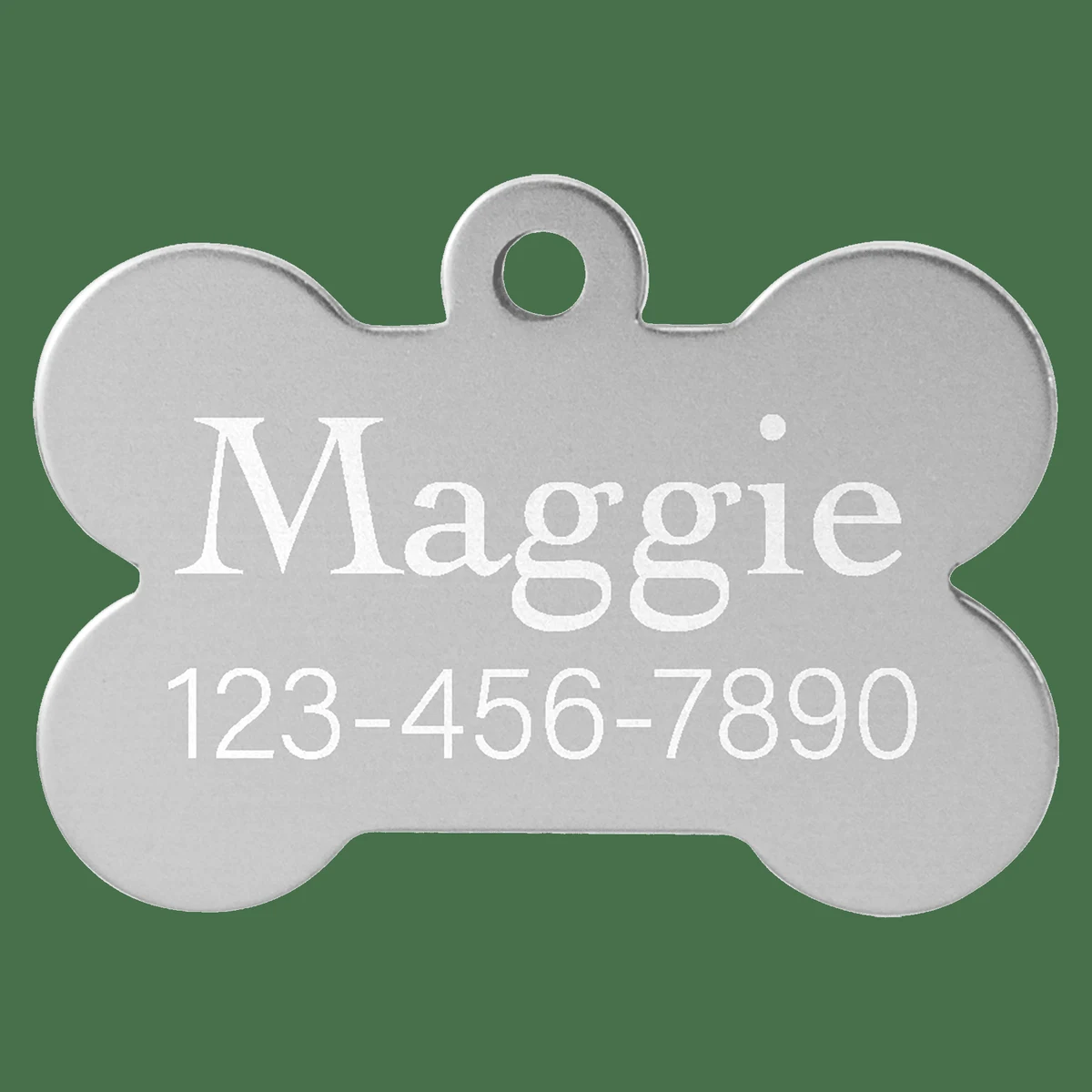 1 1/4" x 3/4" Silver Anodized Aluminum Bone Pet Tag 1