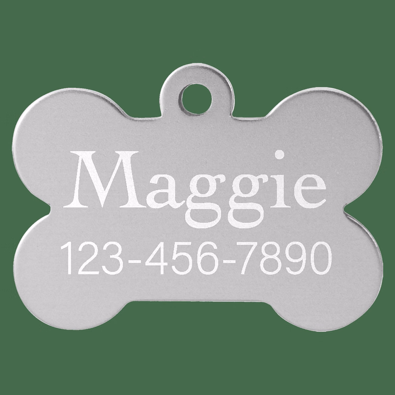 1 1/4" x 3/4" Silver Anodized Aluminum Bone Pet Tag