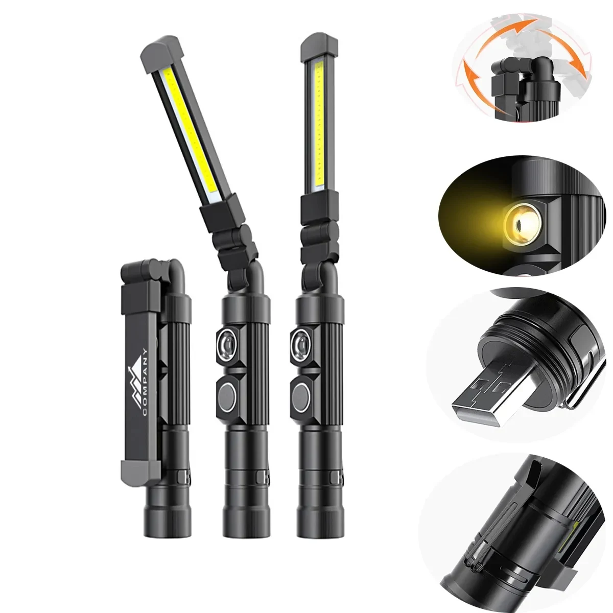 Rechargeable LED COB Work Lights with Magnetic Base 1