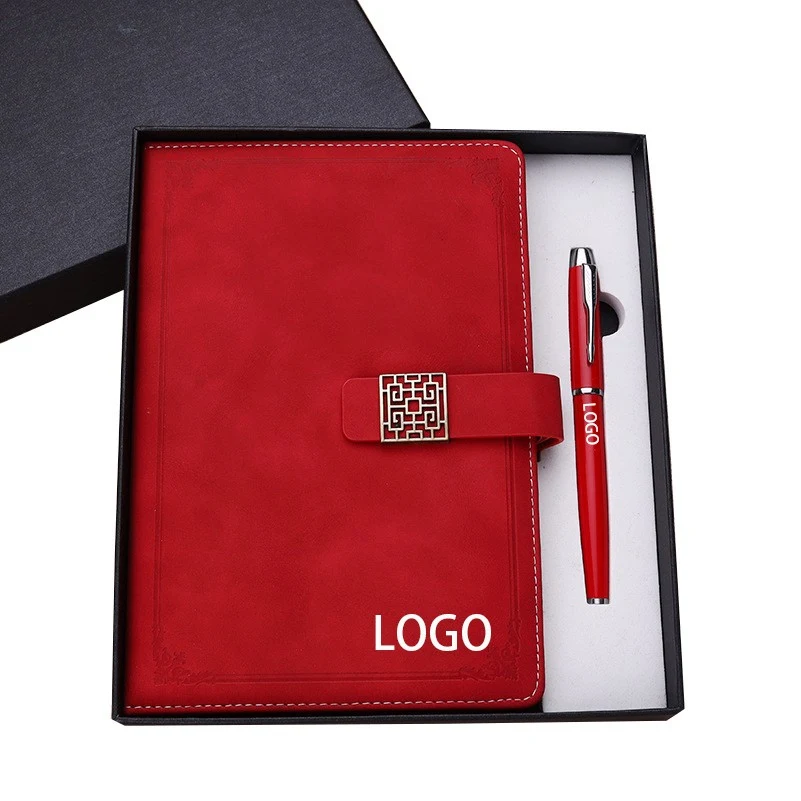 2-Piece Office Gift Set Metal Signature Pen and Leather Notebook 1