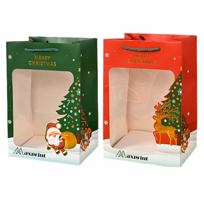 Christmas Kraft Paper Gift Bags With Window
