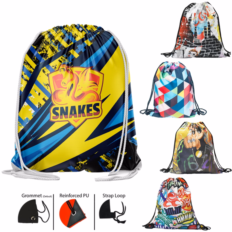 Premium 210D Sublimated Drawstring Cinch Up Backpack (15" x 18")