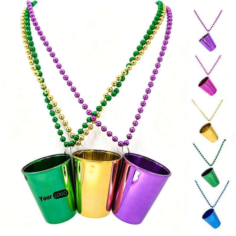 Purple Beaded Shot Glass Necklace