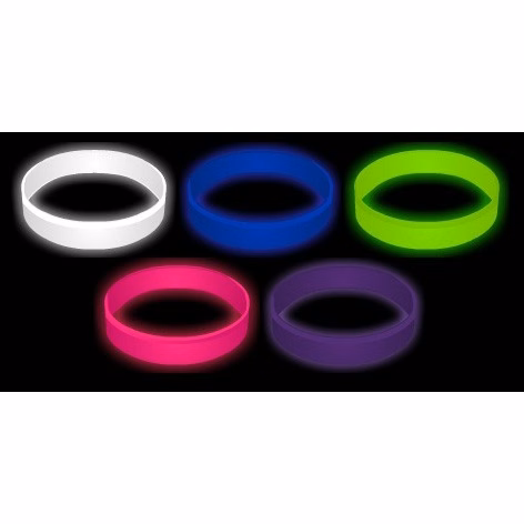 1" Glow In The Dark Debossed Color Fill Silicone Wristband