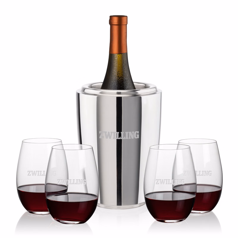 Pescara Wine Cooler & Laurent Stemless Wine Set