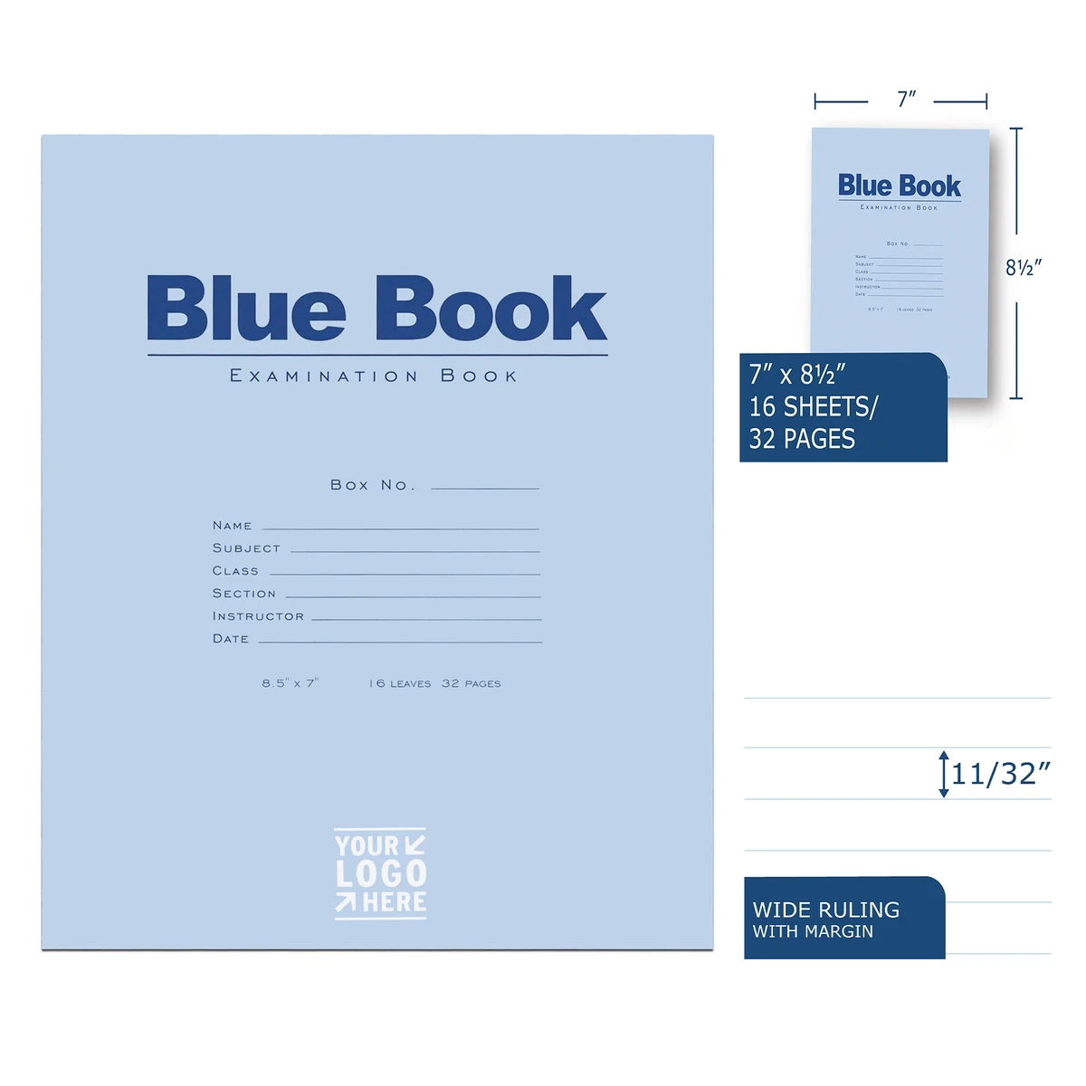 8.5" x 7" 8 Sheets Exam Book 1