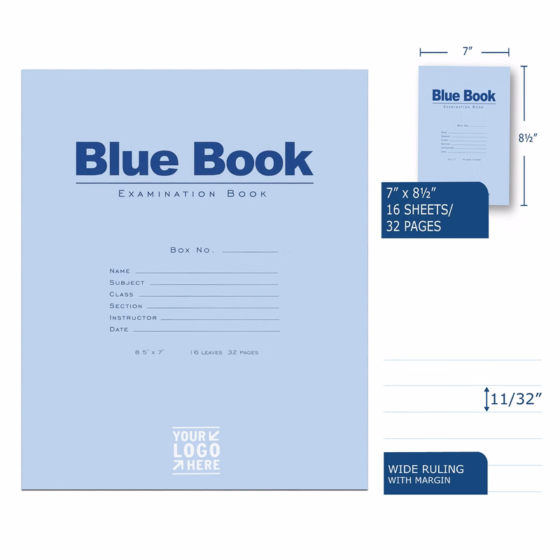 8.5" x 7" 8 Sheets Exam Book
