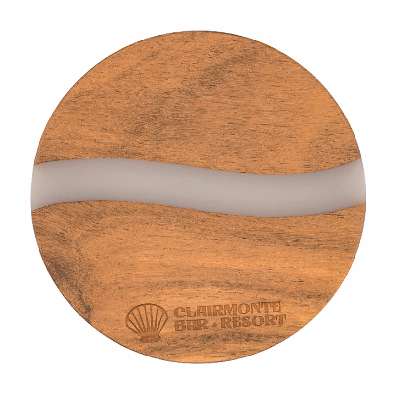 Acacia and Resin Round Coaster