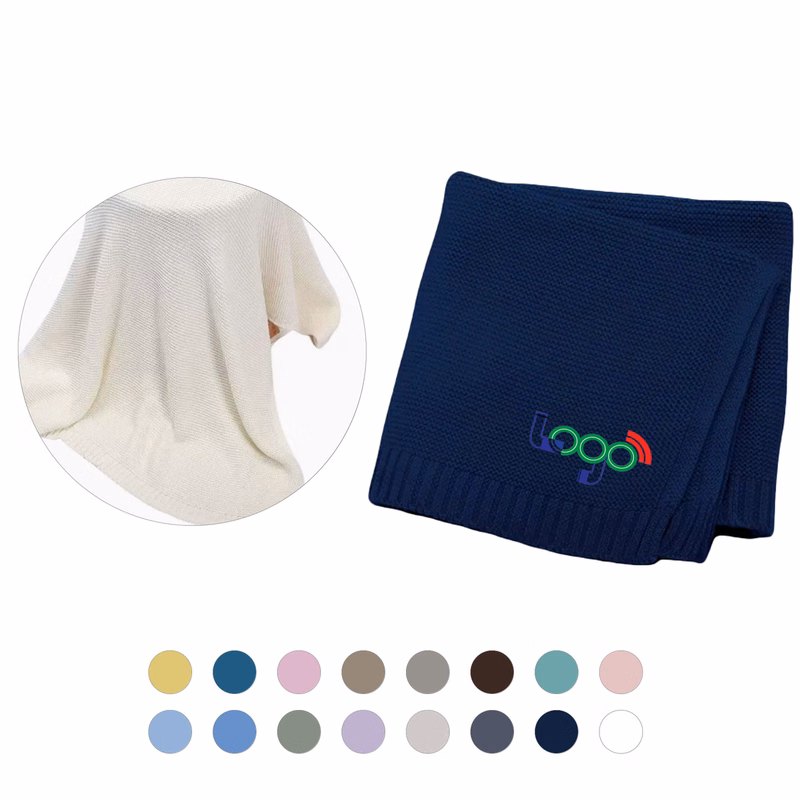 Solid Color Knitted Cotton Throw Blanket