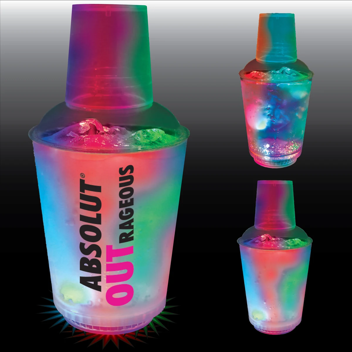 12oz 3-Light 3 Piece Plastic Cocktail Shaker 1