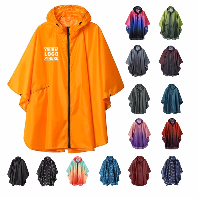 Adults Women Unisex Waterproof Rain Poncho Hooded Raincoat with Pockets