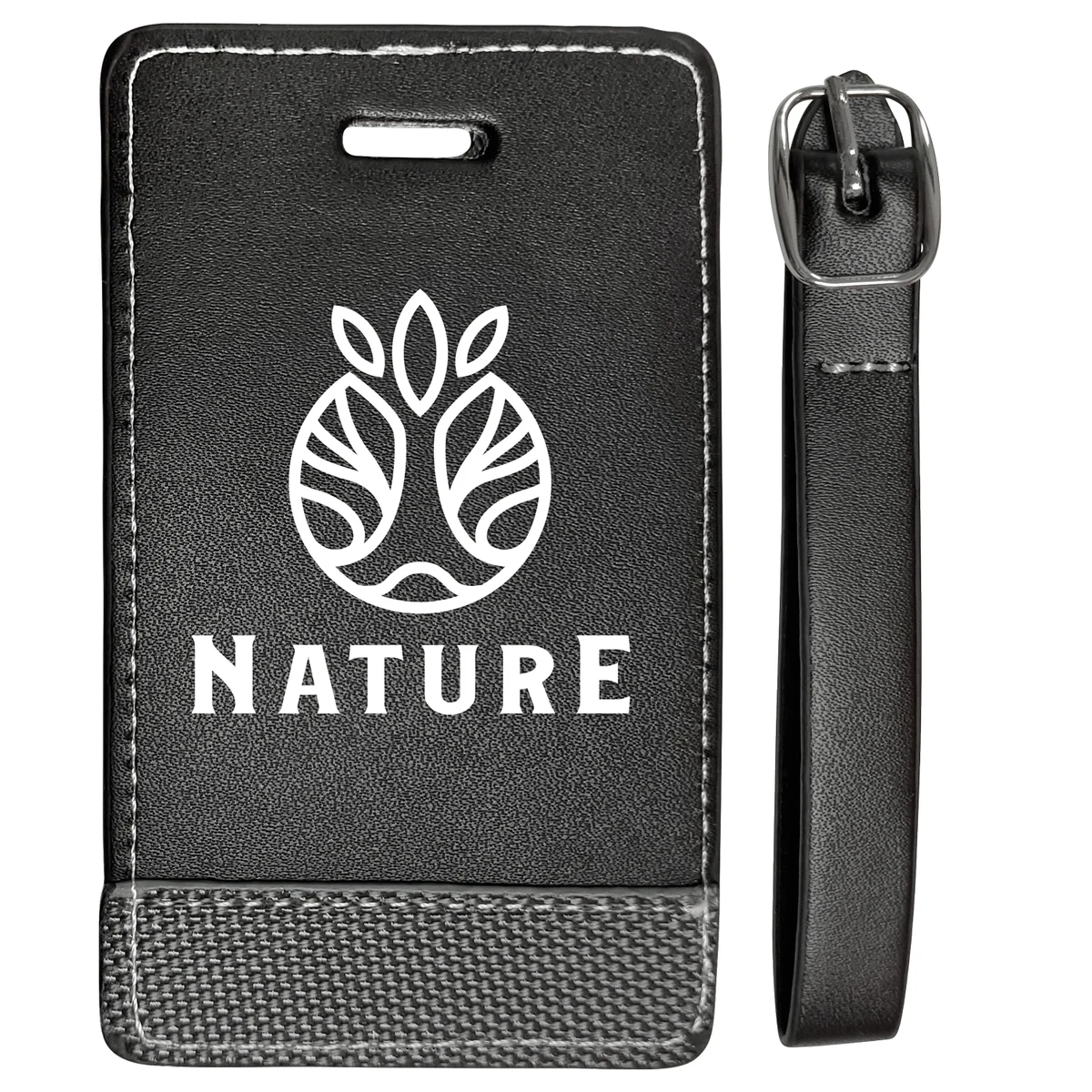 2-Tone Leatherette Black Luggage Tag (4 1/2"x2 5/8") 1