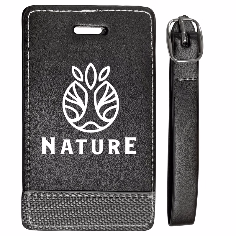 2-Tone Leatherette Black Luggage Tag (4 1/2"x2 5/8")