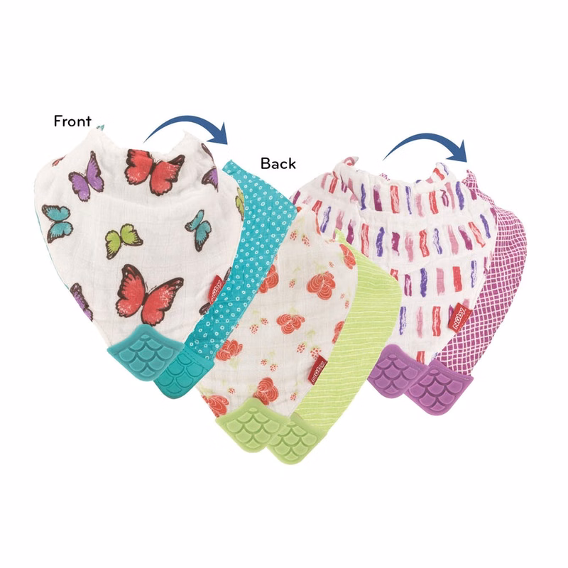 Nuby Muslin Bibs with Teether - 3 Pack